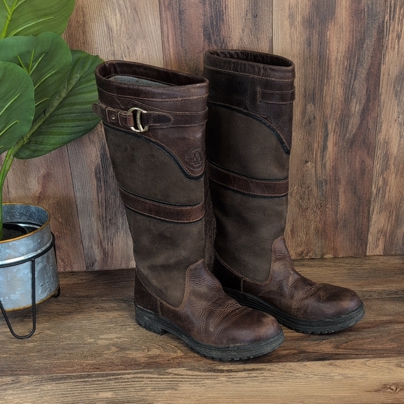 Mountain Horse Shoes - Mountain Horse Devonshire Tall Brown Leather Riding Equestrian Boots 9.5